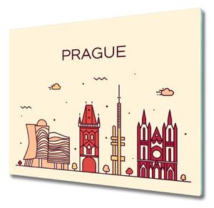 Sklenená doska na krájanie Pražské budovy 60x52 cm