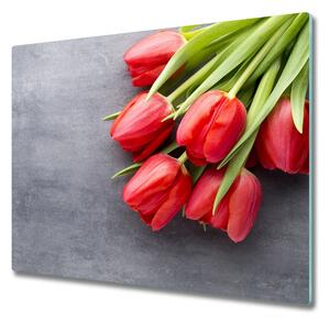Sklenená doska na krájanie Červené tulipány 60x52 cm