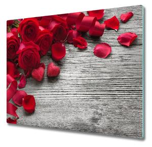 Sklenená doska na krájanie Červené ruže 60x52 cm