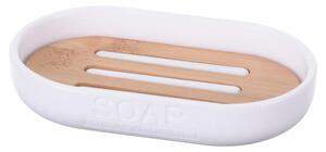 Bathroom Solutions Miska na mydlo White, biela/s drevenými prvkami