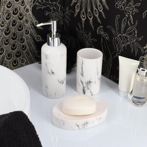 Sada kúpeľňových doplnkov Nardi Marble, biela/s chrómovými prvkami
