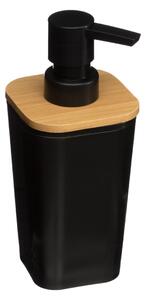 5five Simply Smart Dávkovač mydla Natureo, čierna/s drevenými prvkami, 300 ml