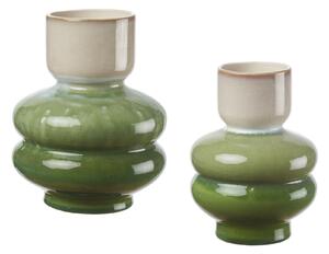 1M229 Váza HOBAS zelená/béžová, H19,5cm