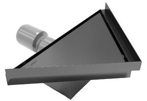 Trojuholníkový rohový sprchový žľab MEXEN FLAT 2v1 - 20 cm - čierny