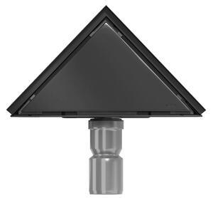 Trojuholníkový rohový sprchový žľab MEXEN FLAT 2v1 - 20 cm - čierny