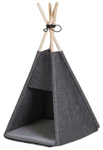 Pelech pre psy a mačky tmavosivý filcový 35 x 40 cm v tvare stanu teepee s podložkou