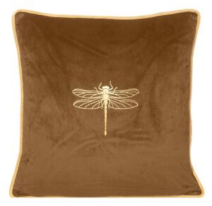 Dekorstudio Medovozlatá obliečka na vankúš s potlačou vážky