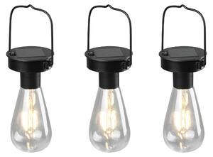 Trio Leuchten - Moderná sada 3 vonkajších závesných svietidiel I Závesné svietidlo I Závesné svietidlá čierne na solárnu energiu - Santiago I Vonkajšie osvetlenie - Nerezová oceľ okrúhle - I (nevymeniteľné) LED