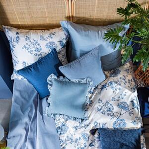 EUROFIRANY Bavlnená makosaténová posteľná súprava s kvetinovou potlačou 140 cm x 200 cm svetlomodrá makosatén 100% bavlna