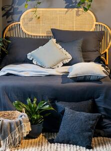 EUROFIRANY Bavlnená žakárová posteľná súprava 160 cm x 200 cm tmavomodrá 50% bavlna 40% viskóza 10% polyester