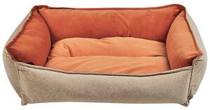Posteľ pre domáce zvieratá oranžový a béžový polyester zamat 70 x 60 cm obojstranný obdĺžnikový pelech obývacia izba spálňa