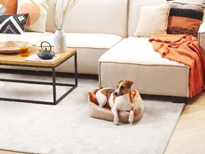 Posteľ pre domáce zvieratá oranžový a béžový polyester zamat 50 x 37 cm obojstranný obdĺžnikový pelech obývacia izba spálňa