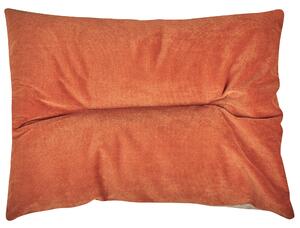 Posteľ pre domáce zvieratá oranžový a béžový polyester zamat 50 x 37 cm obojstranný obdĺžnikový pelech obývacia izba spálňa