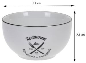 DekorStyle Biela porcelánová miska -Restaurant 14 cm
