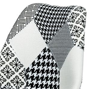 Jedálenská stolička ADERYN čierna/biela, patchwork