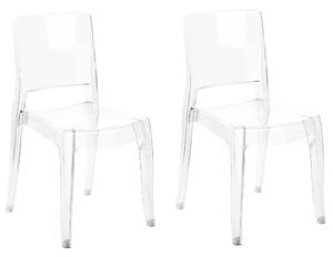 Súprava 2 jedálenských stoličiek priehľadný syntetický materiál s opierkami rúk stohovateľný moderný dizajn