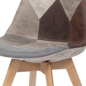 Jedálenská stolička ADERYN sivá/hnedá, patchwork