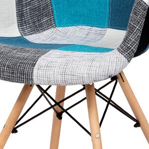 Jedálenská stolička AVIRA sivá/modrá, patchwork