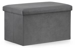Rozkladacia taburetka XL s úložným priestorom vo farbe šedý zamat Šedá