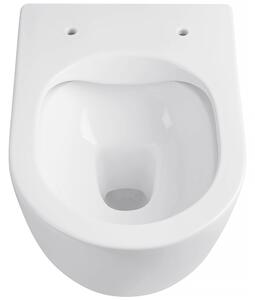 Rea Oliver, závesná WC misa Rimless s toaletným sedadlom s pomalým dopadom, biela, REA-C6509