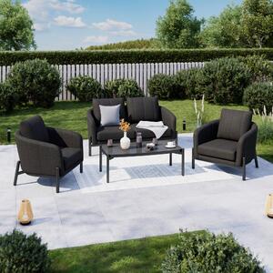TERASOVÁ SEDACIA SÚPRAVA 4-dielne, kov, sklo, textil Ambia Garden - Série záhradného nábytku, Online Only