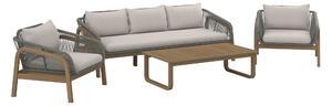 TERASOVÁ SEDACIA SÚPRAVA 4-dielne, drevo, kov, textil Ambia Garden - Série záhradného nábytku, Online Only