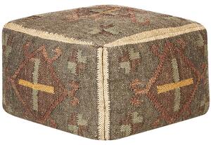Taburetka viacfarebná juta a vlna 50 x 50 cm orientálny kilim vzor štvorcový puf taburet na sedenie