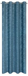 Dekorstudio Zamatový dekoračný záves s reliéfnym vzorom OCTAVIA v modrej farbe Uchytenie závesu: Dekoračné kolieska