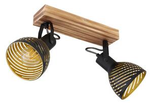 GLOBO 54660-2 LENNA stropné bodové svietidlo/spot s efektnými štrbinami 2xE27 čierna, drevo, zlatá