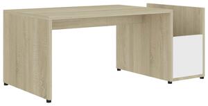 Konferenčný stolík, biela+sonoma 90x45x35 cm, kompozitné drevo