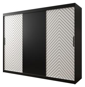Posuvná šatníková skriňa DELITA, 250x200x62, čierna/biela
