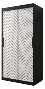 Posuvná šatníková skriňa JODELKA 1, 100x200x62, čierna/biela