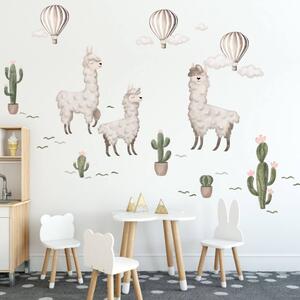 INSPIO-textilná prelepiteľná nálepka - Nálepky na stenu - Lamy s balónmi