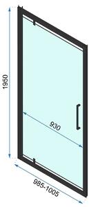 Rea Rapid Swing, 1-krídlové sprchové dvere 100 x 195 cm, 6mm číre sklo, chrómový profil, REA-K5607