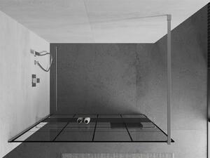 Mexen Kioto+, sprchová zástena s poličkou a držiakom na uteráky 140 x 200 cm, 8mm číre sklo vzor čierny rám, chrómový profil, 800-140-121-01-77