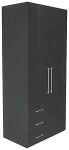 SKRIŇA S OTOČNÝMI DVERAMI, antracitová, antracitová s vysokým leskom, 98/218,6/59,4 cm Xora - Skrine