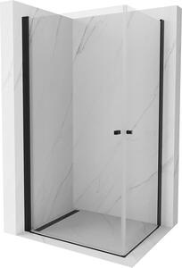 Mexen Pretoria Duo, 2-krídlový sprchovací kút 100 (dvere) x 90 (dvere) cm, 6mm číre sklo, čierny profil, 852-100-090-70-00-02