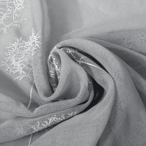 Sivá záclona so vzorom NORA2 na krúžkoch 140x250 cm