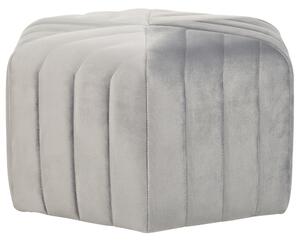 Taburetka svetlosivá zamatové čalúnenie 53 x 48 x 29 cm šesťhranná podnožka glamour štýl obývačka spálňa