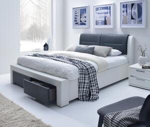 Čalúnená posteľ so zásuvkami Cassandra S 140X200 - biela / čierny