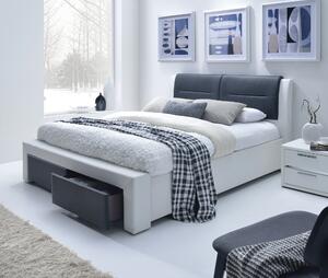 Čalúnená posteľ Cassandra S 160X200 so zásuvkami, čierno-biela