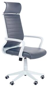 Kancelárska stolička sivá umelá koža výškovo nastaviteľná s opierkami na kolieskach ergonomický tvar moderný štýl