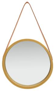 Nástenné zrkadlo s popruhom zlaté 40 cm