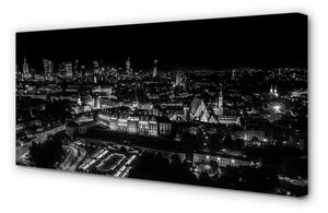 Obraz na plátne Nočná panoráma Varšavy mrakodrapov 125x50 cm