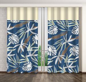 Elegantné závesy so vzorom palmových listov Modrá