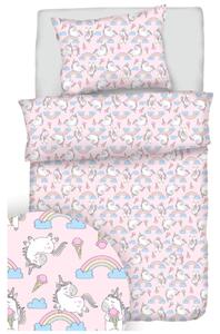 Obliečky bavlnené Jednorožec ružový TiaHome - Detský set 130x90cm + 65x45cm