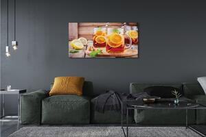 Obraz canvas Ice Tea citrusové slamky 125x50 cm