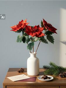 Sinsay - Vianočné dekoratívne vetvičky s poinsettiou 3 pack - viacfarebná