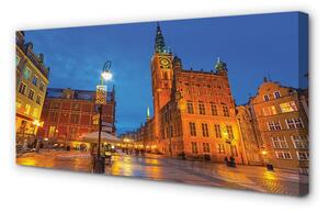 Obraz na plátne Gdańsk Staré Mesto v noci kostol 100x50 cm
