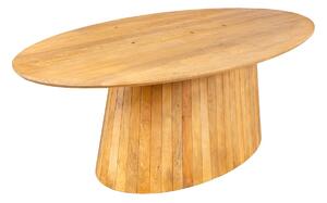 Moderný oválny jedálenský stôl Davidson z masívneho mangového dreva v prírodnej teplej hnedej farbe s lamelovou nohou 220 cm